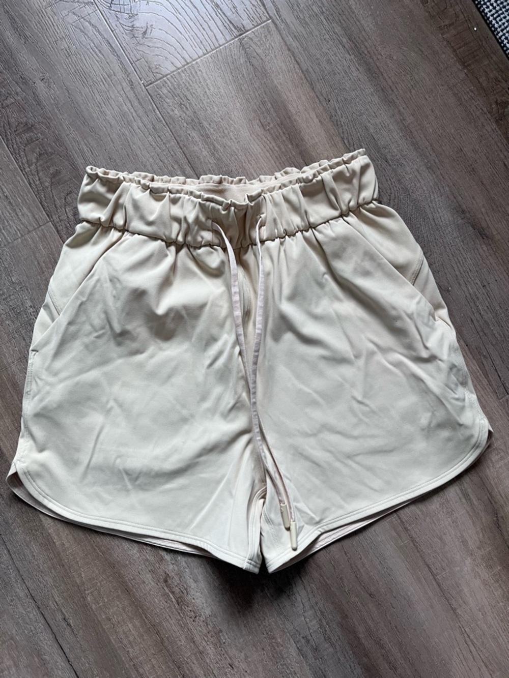 Light Yellow Elastic-Waist Lululemon Shorts